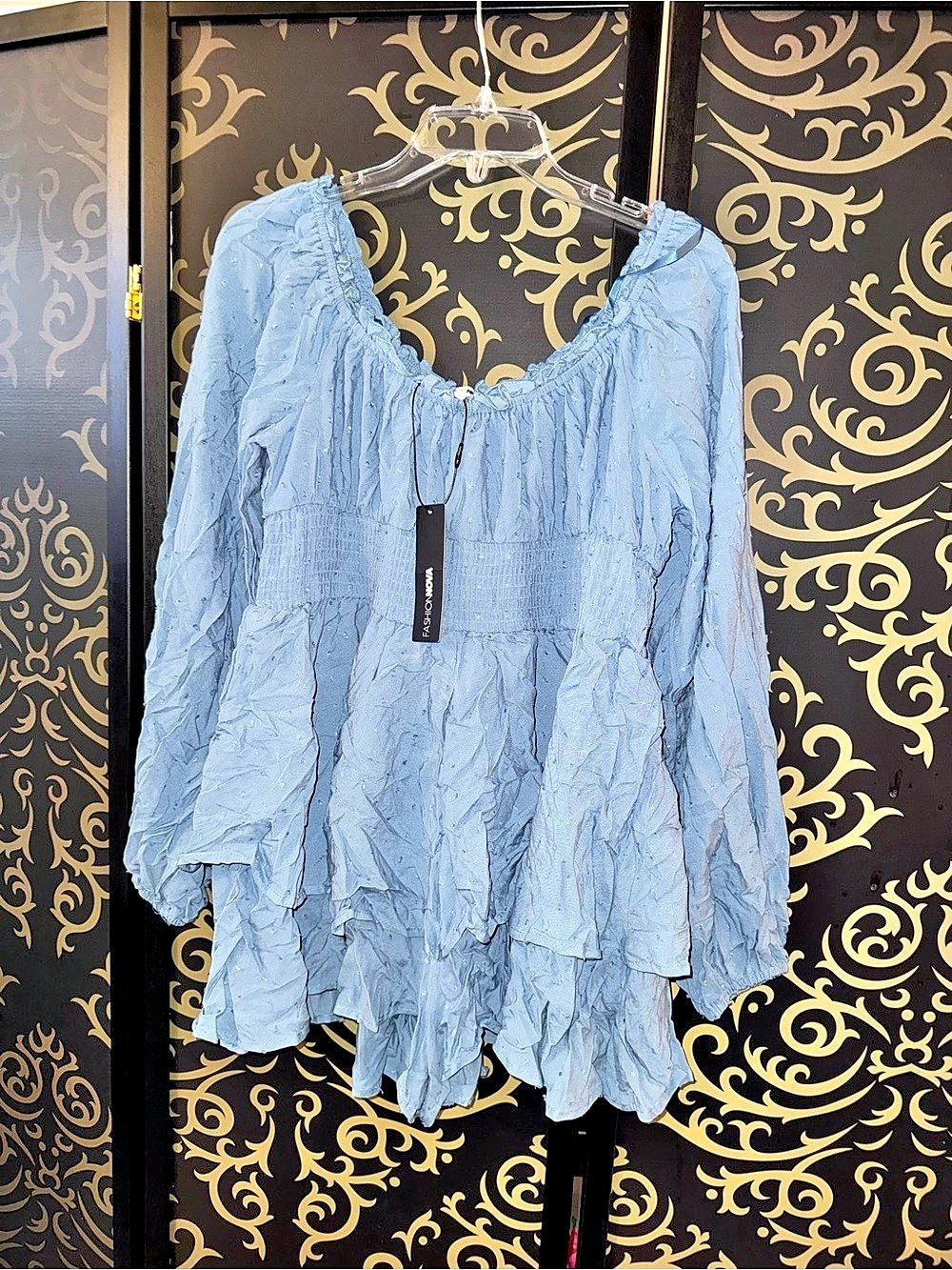 Fashion Nova Count On You Romper Light Blue Long Sleeve XL - Picture 2 of 5